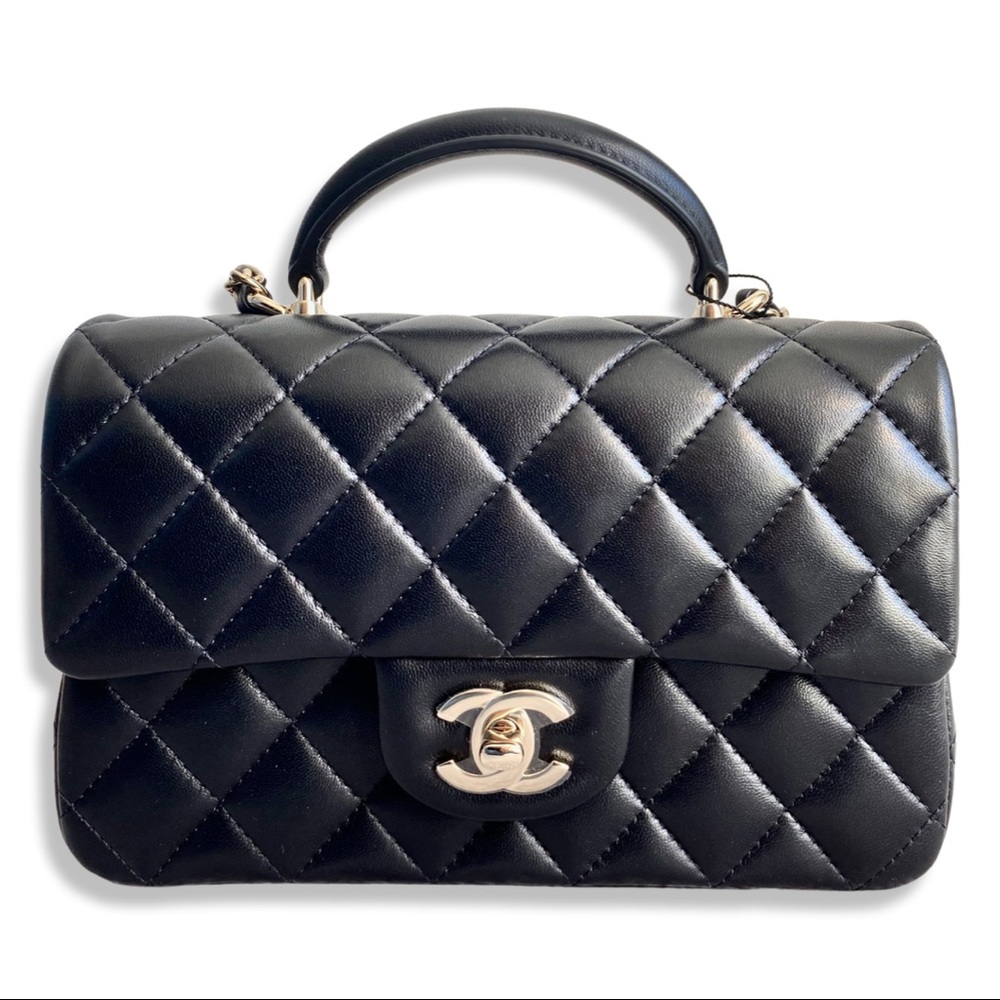 FULL SET - CHANEL Mini Rectangular Bag with Top Handle (with Champagne Gold HW) - Picture 4 of 16